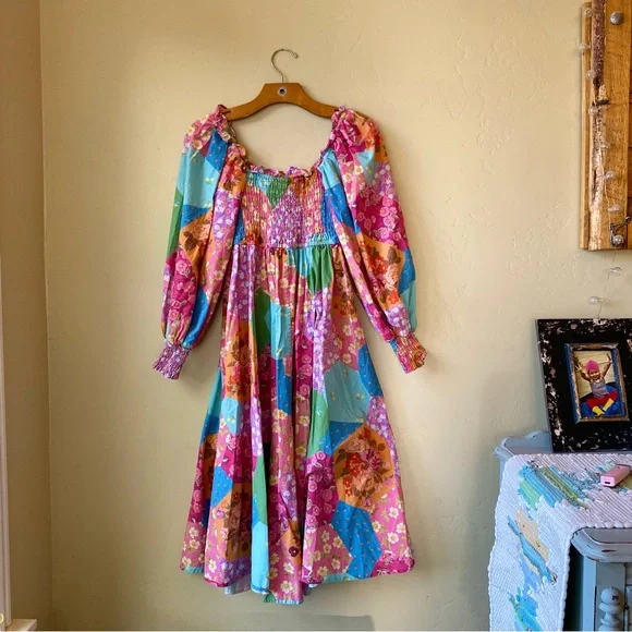 SPELL & THE GYPSY COLLECTIVE FREDA SHIRRED MIDI DRESS IN LOLLY - Picture 11 of 16